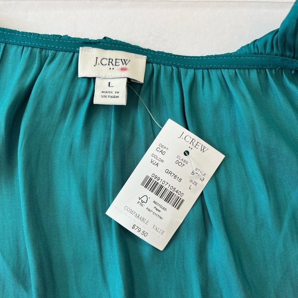 Jcrew Ruffleneck Top Green Long Sleeve Size Large New *See description - Picture 3 of 9